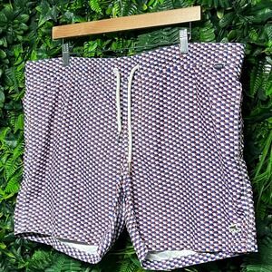 Le Shark Swim Trunks Men Large Red‎ Blue Geometric Print Quick Dry Shorts 2913